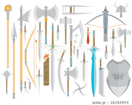 Flat design colors medieval cold weapon set Flat design colors medieval cold weapon set 16284954