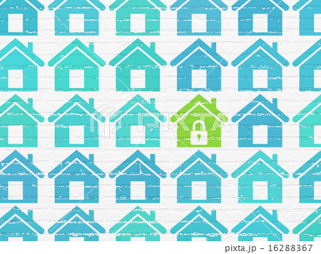 Safety concept: home icon on wall background 16288367