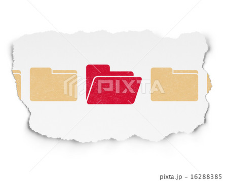 Finance concept: folder icon on Torn Paper background 16288385