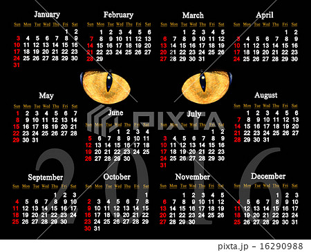 calendar dark for 2016 in English with cat's eyes calendar dark for 2016 in English with cat's eyes 16290988