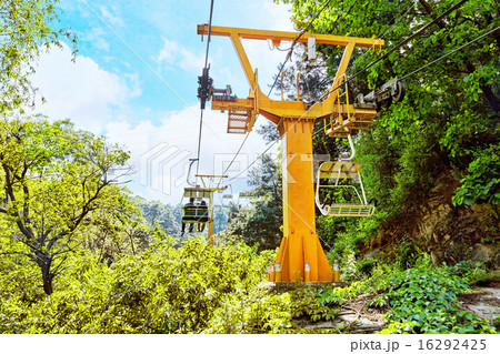 Cableway on the rise on the Great Wall."Mutianyu". Cableway on the rise on the Great Wall."Mutianyu". 16292425