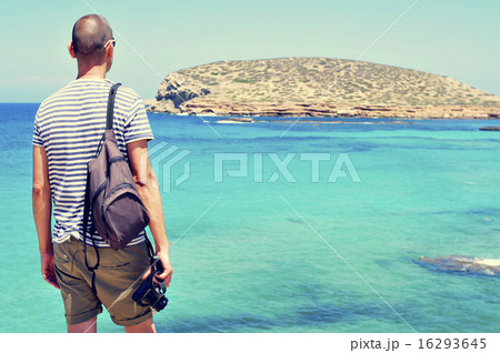 man looking at the sea, in Ibiza Island, Spain 16293645