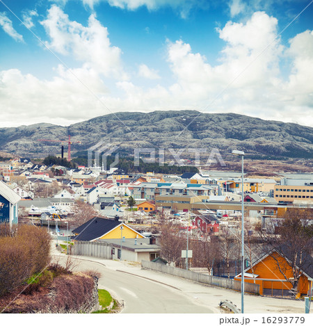 Norwegian town with colorful wooden houses 16293779