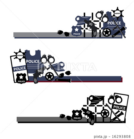 Vector concept police symbols in set dark colors 16293808