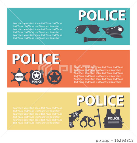 set police protection staff equipment flat style 16293815