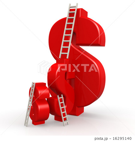 Red dollar signs with ladder Red dollar signs with ladder 16295140