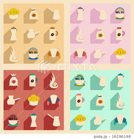 Flat with shadow concept and mobile application coffee Flat with shadow concept and mobile application coffee 16296198