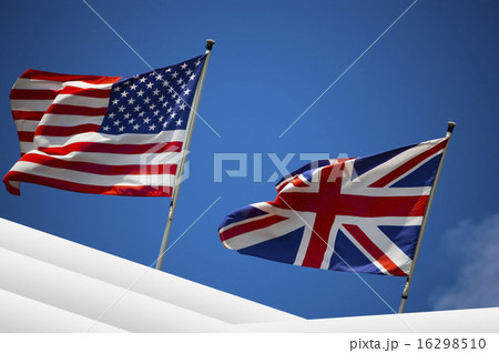 U.S. and UK flags in the blue sky 16298510