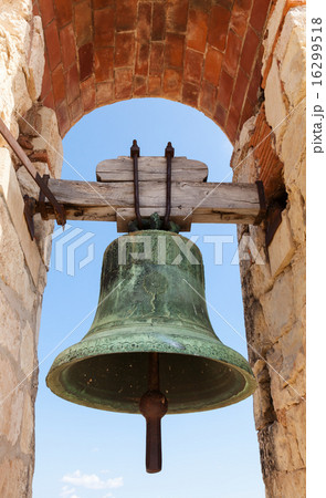 Big ancient bell in fortress of Calafell, Spain Big ancient bell in fortress of Calafell, Spain 16299518