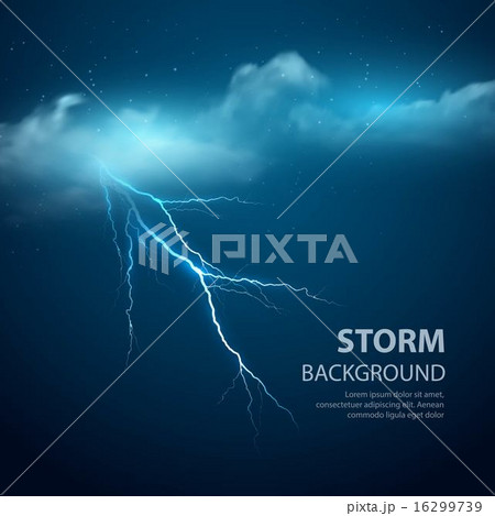 Thunderstorm Background With Cloud and Lightning, Vector Illustration. 16299739