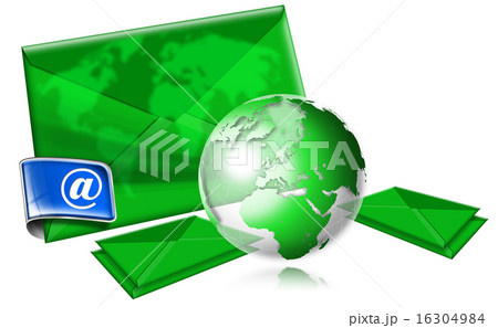 Email Concept With Green Globe Email Concept With Green Globe 16304984