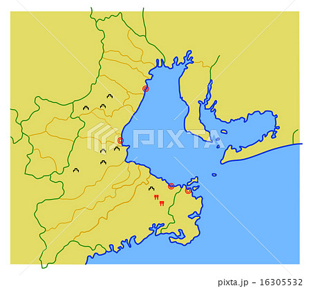 室町時代 伊勢湾地図のイラスト素材