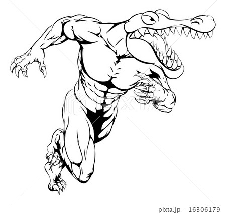 Crocodile Or Alligator Mascot Runningのイラスト素材