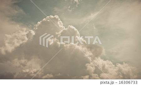 Nice clouds in blue sky in vintage style 16306733