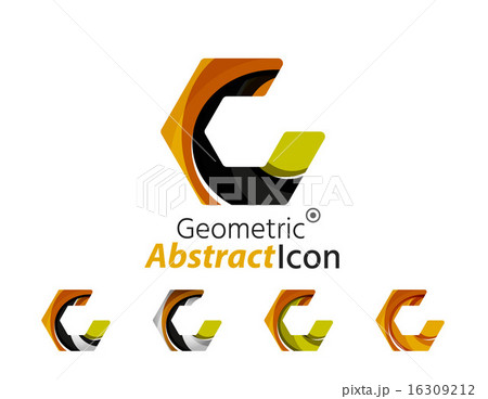 Set of abstract geometric company logo hexagon shapes 16309212