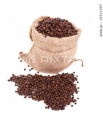 Coffee beans in burlap sack 16311397
