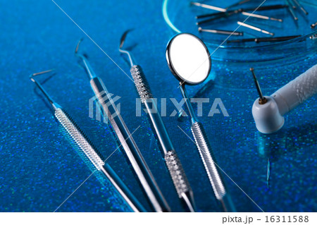Dental Tools set, bright colorful tone concept Dental Tools set, bright colorful tone concept 16311588