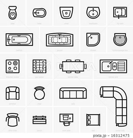 Top view furniture icons  16312475