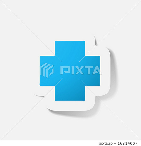 Paper clipped sticker: medical cross 16314007