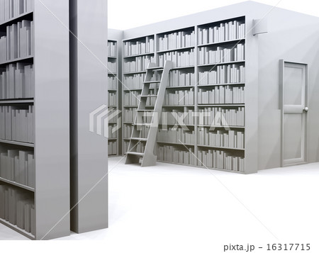 白い図書室のイラスト素材