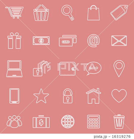 Ecommerce line icons on red background Ecommerce line icons on red background 16319276