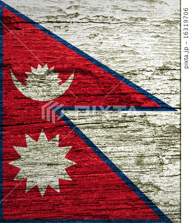 Nepal Flag painted on grunge wood 16319706