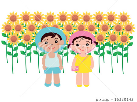 ヒマワリと子供 16320142