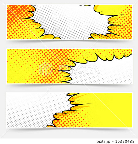 Pop-art comic book style yellow header set 16320438