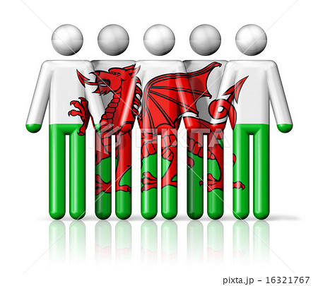 Flag of Wales on stick figure 16321767