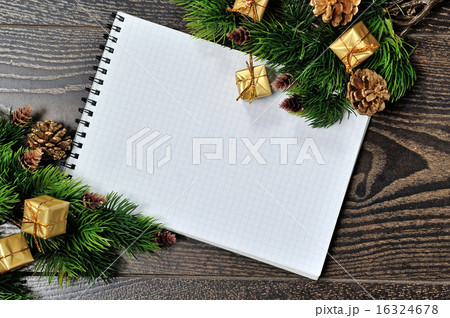 Christmas border design on the wooden background 16324678