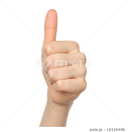Woman hand with thumb up on white background 16326496