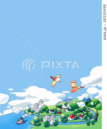 空から見た街のイラスト素材