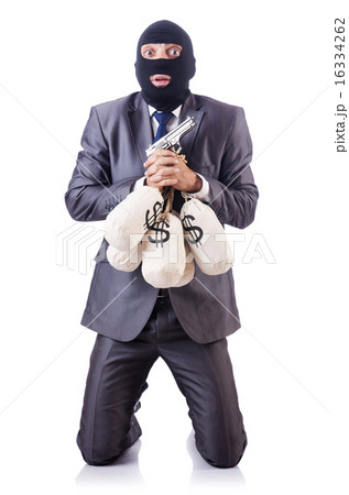 Businessman criminal with sacks of money Businessman criminal with sacks of money 16334262