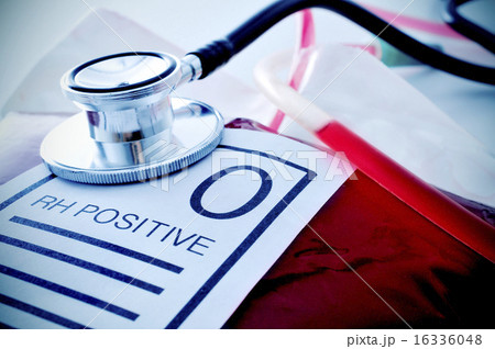 blood bag with a label with the text O RH positive blood bag with a label with the text O RH positive 16336048