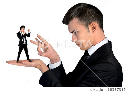 Business man finger flipping on little man Business man finger flipping on little man 16337315
