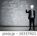 Bulb head man writing business plan 16337421