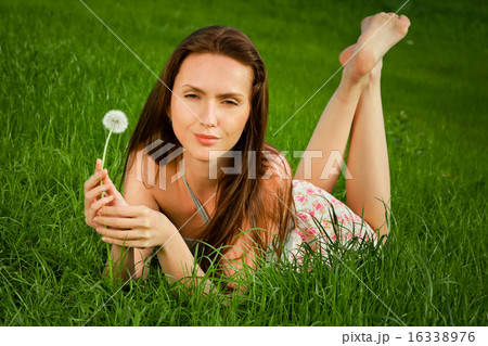 beautiful girl on grass beautiful girl on grass 16338976