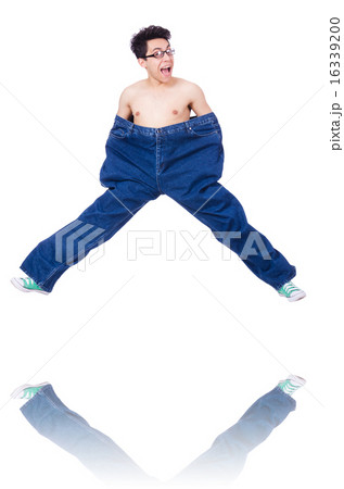 Funny man with trousers isolated on white Funny man with trousers isolated on white 16339200