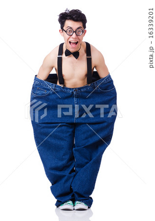 Funny man with trousers isolated on white Funny man with trousers isolated on white 16339201
