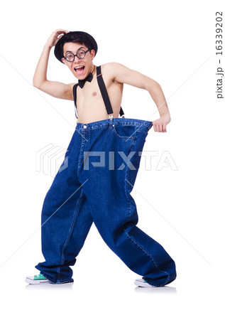 Funny man with trousers isolated on white 16339202