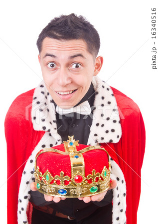 Businessman with crown isolated on white 16340516