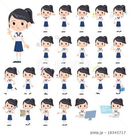 セーラー服夏服女子学生のイラスト素材
