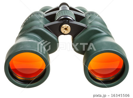 green binoculars with orange glasses isolated green binoculars with orange glasses isolated 16345506