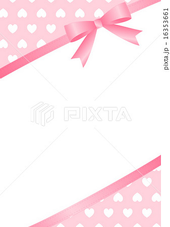 ピンクハート柄 リボンの可愛いコピースペース 文字スペース 縦 バレンタインにものイラスト素材 16353661 Pixta