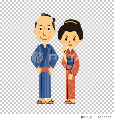 着物姿の男女【三頭身・シリーズ】 16355376