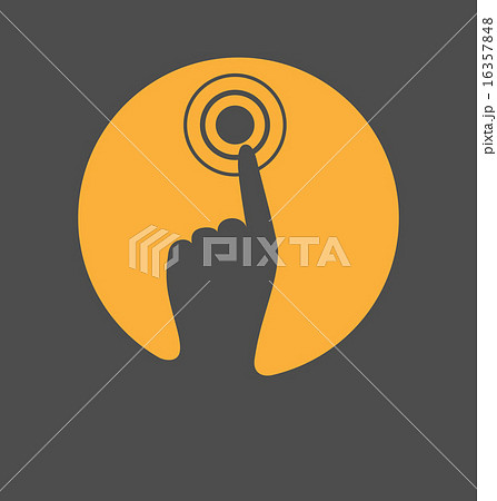 Icon with hand finger press on touchscreen on grey 16357848