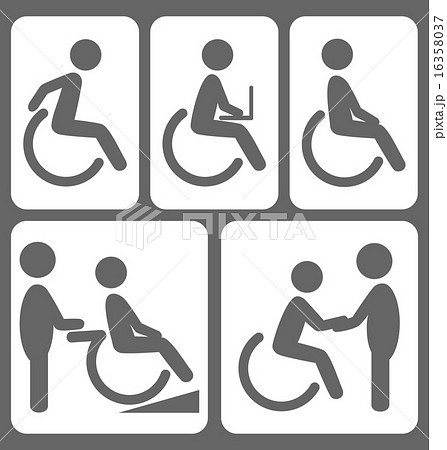 Disability people pictograms flat icons on white Disability people pictograms flat icons on white 16358037