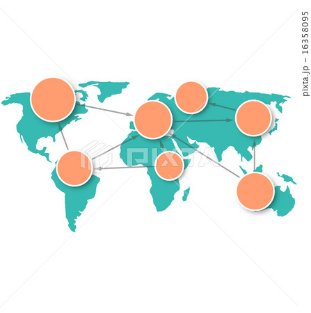 World Map with Circle Information Marks on White World Map with Circle Information Marks on White 16358095