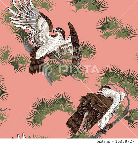 日本画 鷹に松のイラスト素材 [16359727] - PIXTA