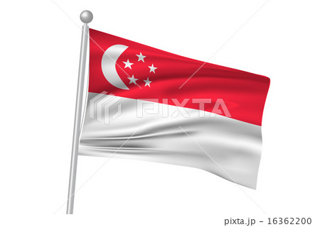 シンガポール 国旗 旗 のイラスト素材